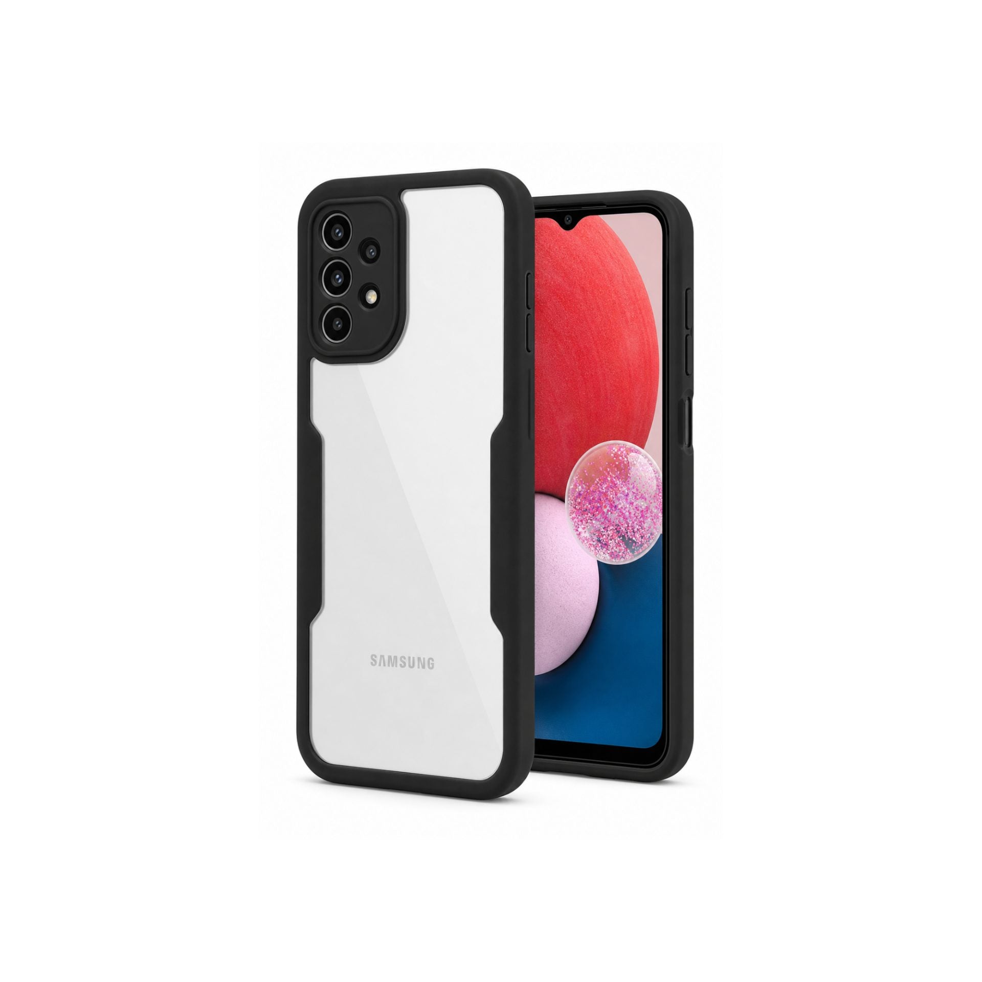 Husa Max Defence pentru Samsung Galaxy A13 4G, Bumper Negru, Fata Dubla Transparenta, Protectie Antisoc Full 360 ( fata, spate, margini )