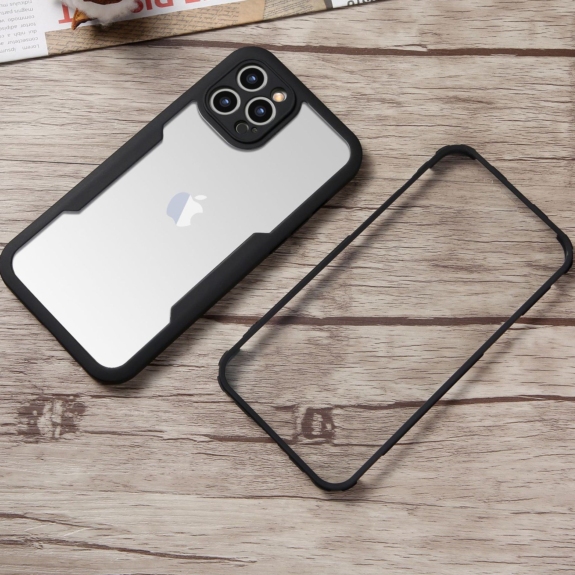 Husa Max Defence pentru Samsung Galaxy A33 5G, Bumper Negru, Fata Dubla Transparenta, Protectie Antisoc Full 360 ( fata, spate, margini )