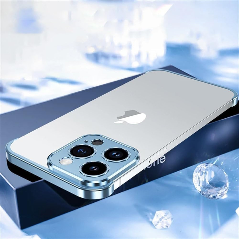 Husa Metalica Edgeless Compatibila cu iPhone 16 Plus, Flippy, Protectie pentru Colturi si Camera, Aliaj Aluminiu, Antisoc, Antizgariere, Albastru