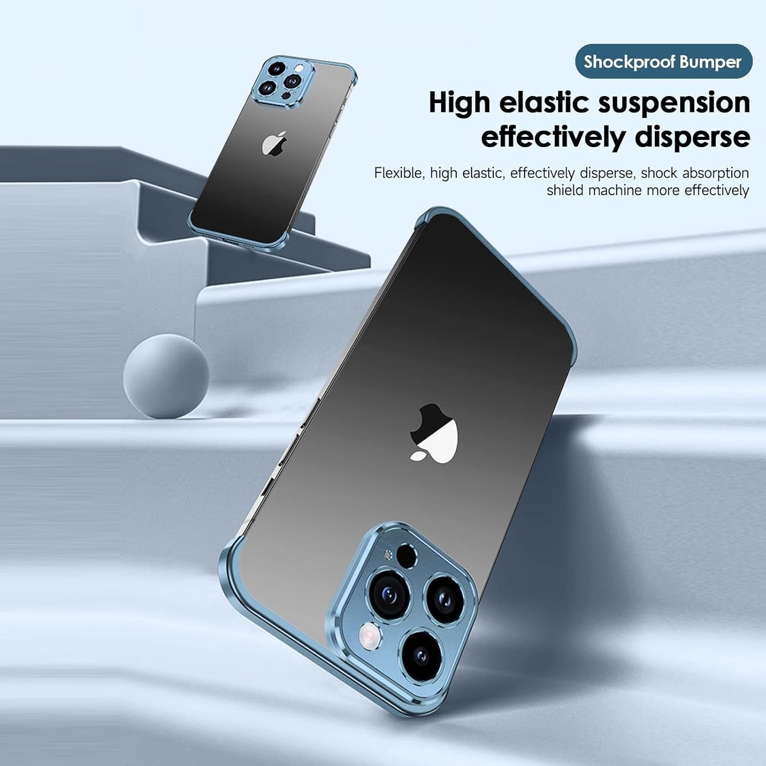 Husa Metalica Edgeless Compatibila cu iPhone 16 Plus, Flippy, Protectie pentru Colturi si Camera, Aliaj Aluminiu, Antisoc, Antizgariere, Albastru