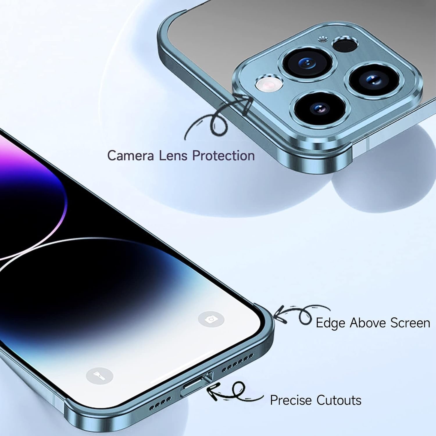 Husa Metalica Edgeless Compatibila cu iPhone 16 Plus, Flippy, Protectie pentru Colturi si Camera, Aliaj Aluminiu, Antisoc, Antizgariere, Albastru