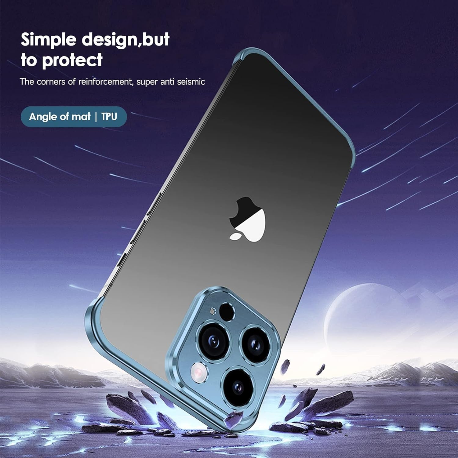 Husa Metalica Edgeless Compatibila cu iPhone 16 Plus, Flippy, Protectie pentru Colturi si Camera, Aliaj Aluminiu, Antisoc, Antizgariere, Albastru