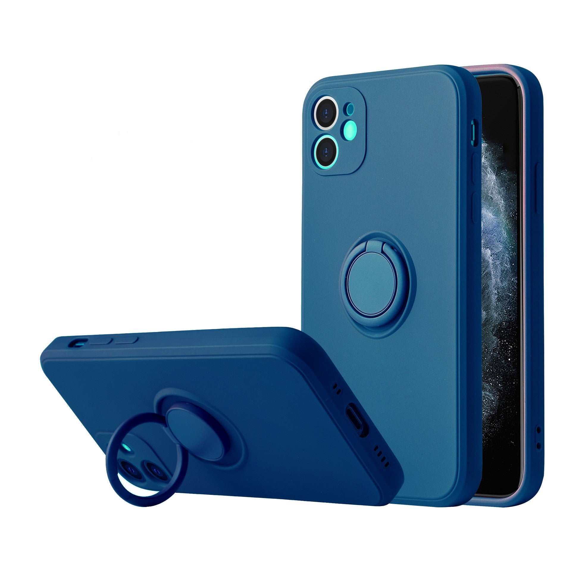 Husa pentru Huawei NOVA 9 SE, Silicone Ring, cu Suport Rotativ Magnetic, Navy Blue