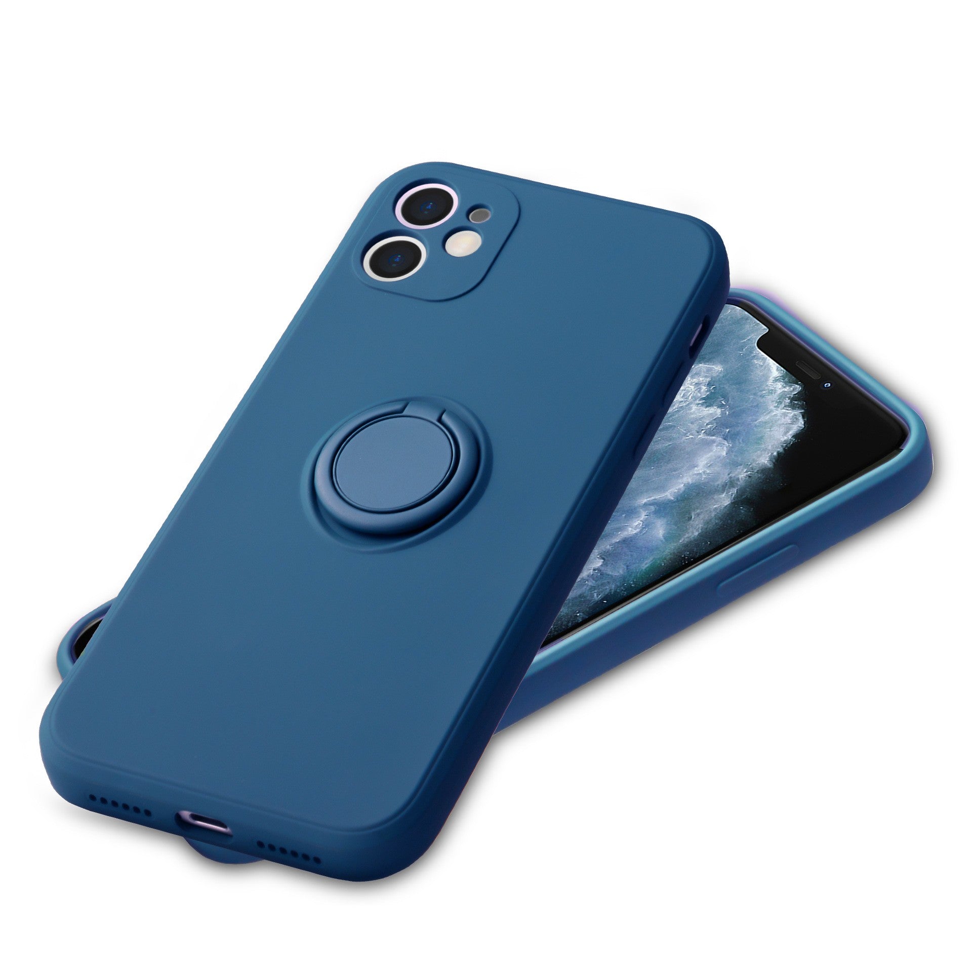 Husa pentru Huawei NOVA 9 SE, Silicone Ring, cu Suport Rotativ Magnetic, Navy Blue
