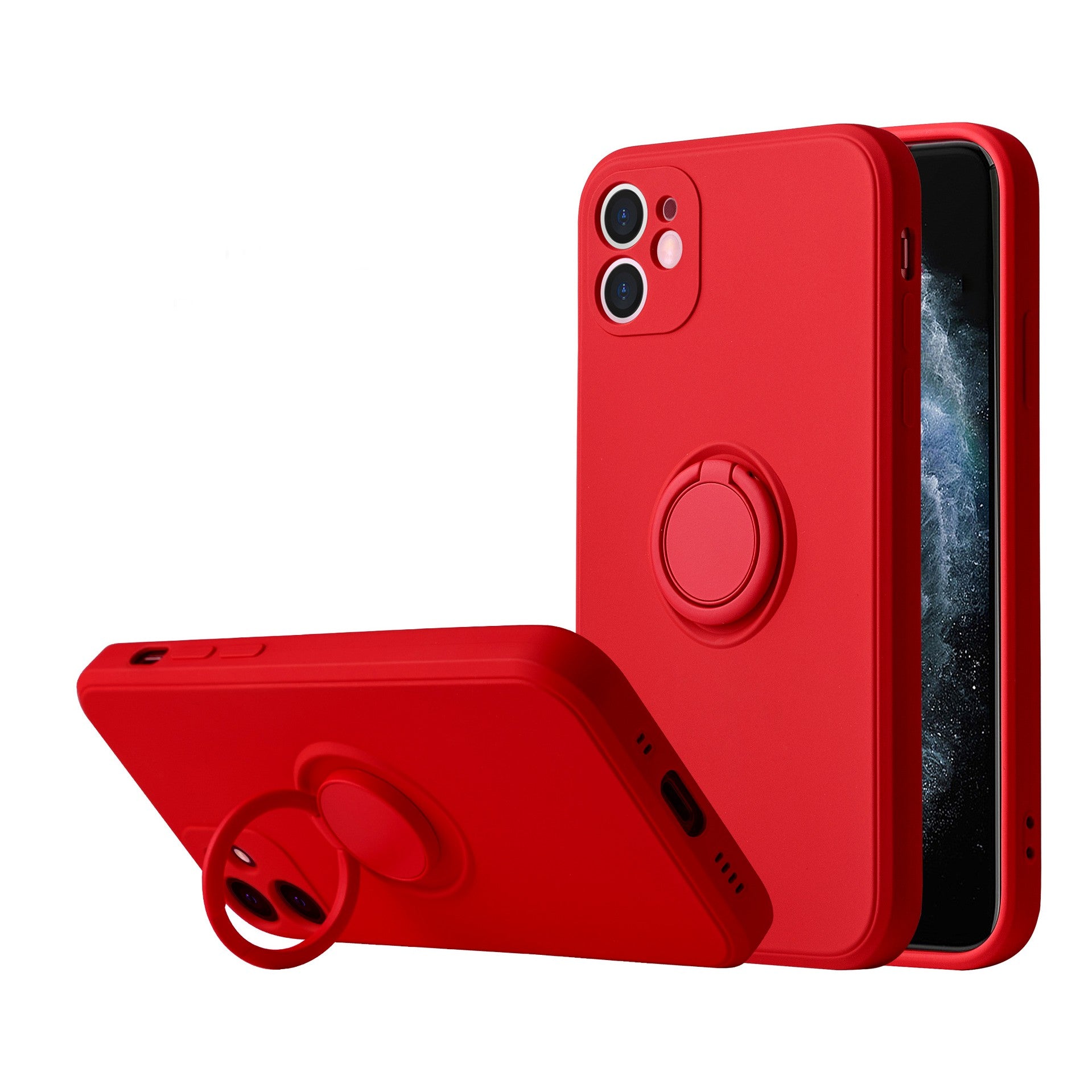 Husa pentru Huawei NOVA 9 SE, Silicone Ring, cu Suport Rotativ Magnetic, Rosu