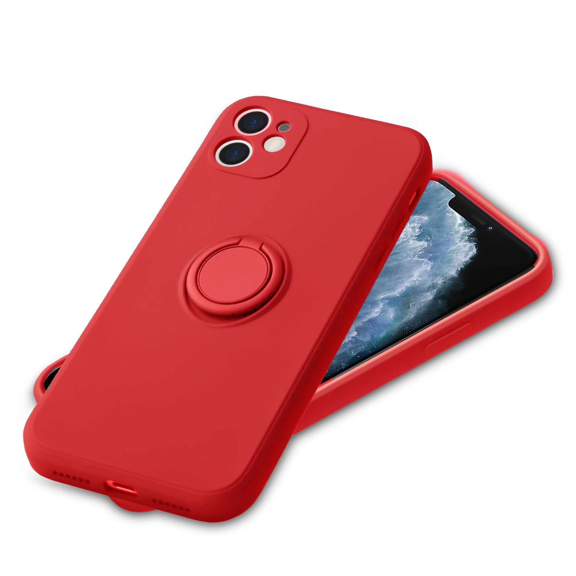 Husa pentru Huawei NOVA 9 SE, Silicone Ring, cu Suport Rotativ Magnetic, Rosu