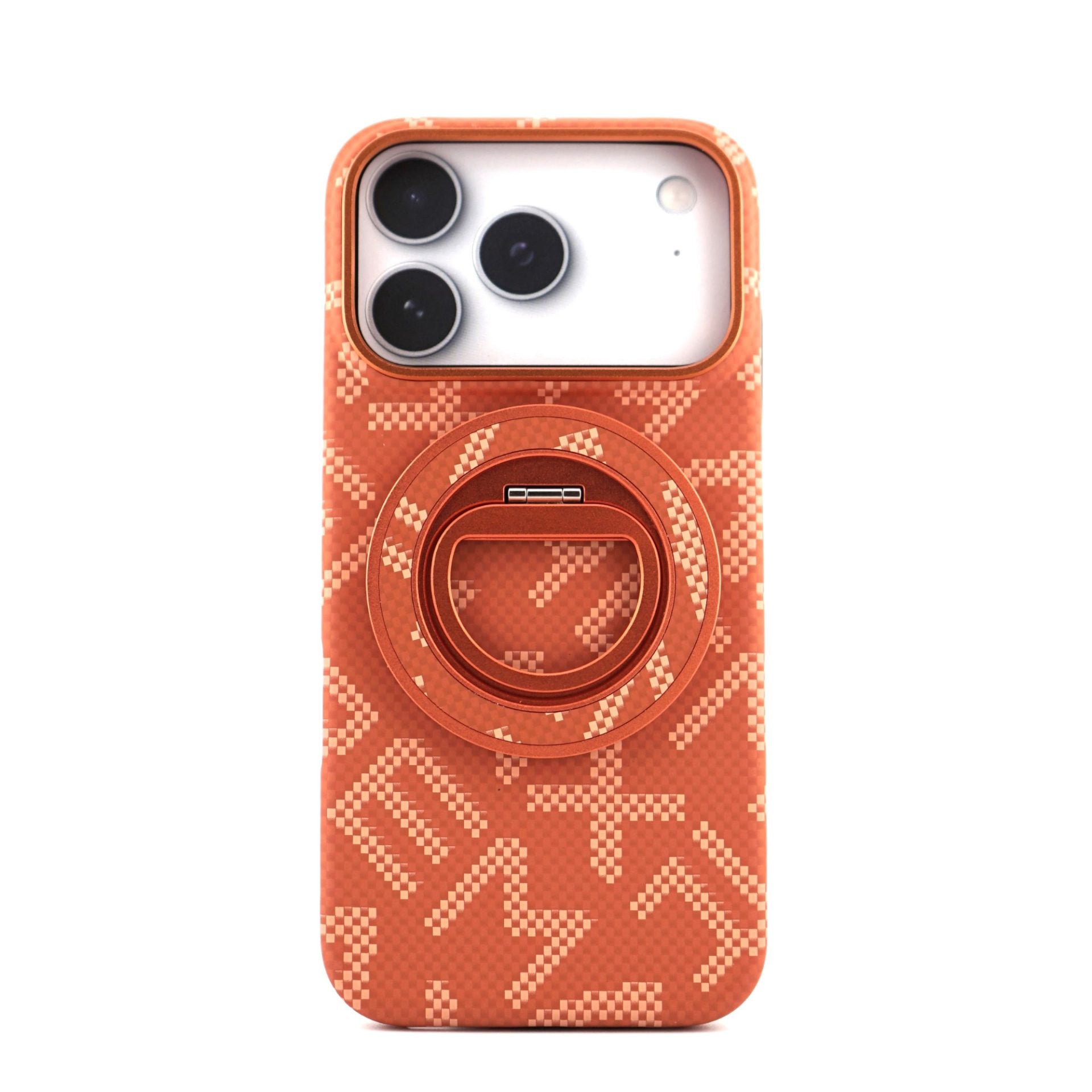 Husa pentru iPhone 17 Pro, Carcasa de Protectie Rezistenta Ultra-subtire, Suport Magnetic, Aspect Texturat, Portocaliu