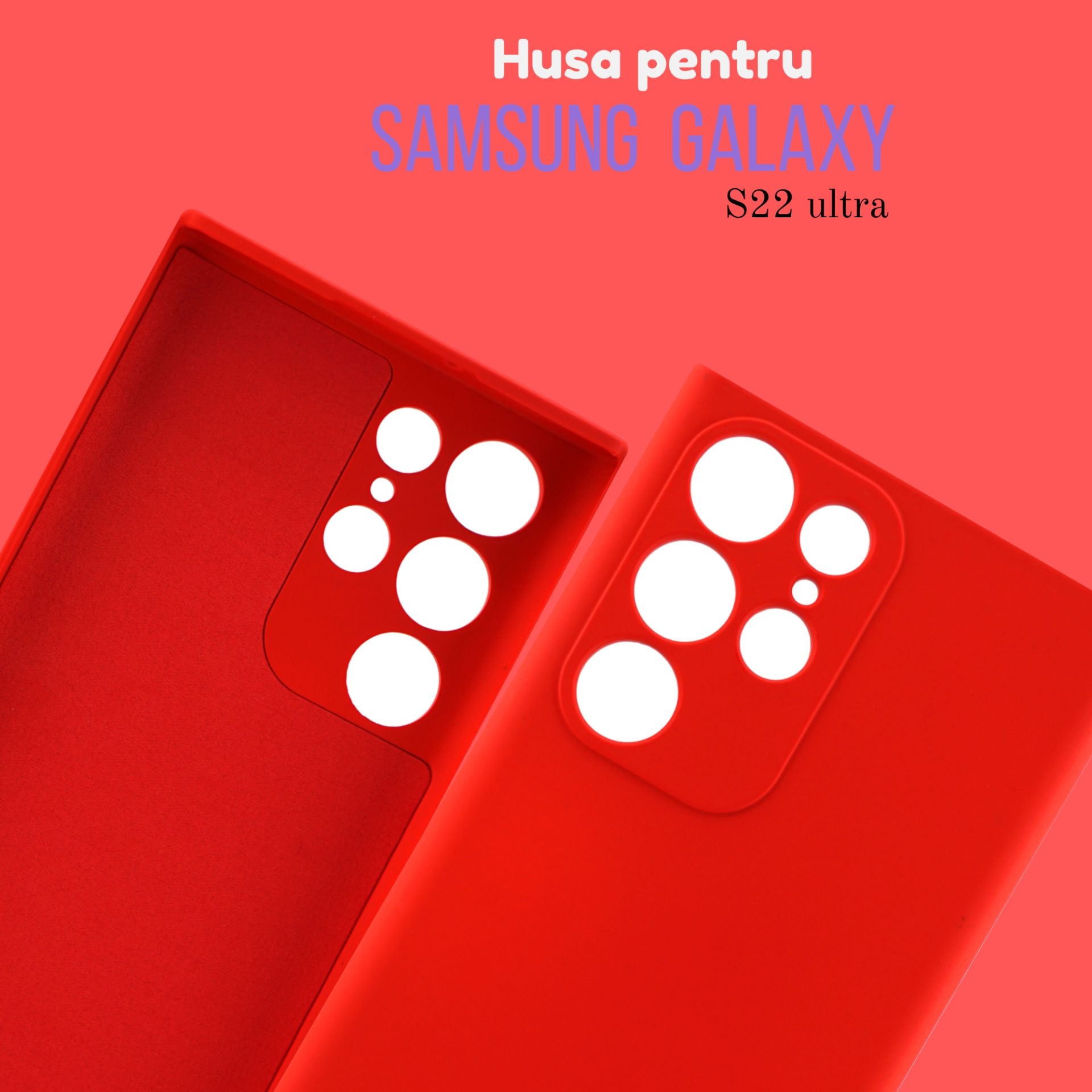 Husa pentru Samsung Galaxy S22 Ultra, Liquid Silicone, cu Microfibra pe interior, Protectie Antisoc, Rosu