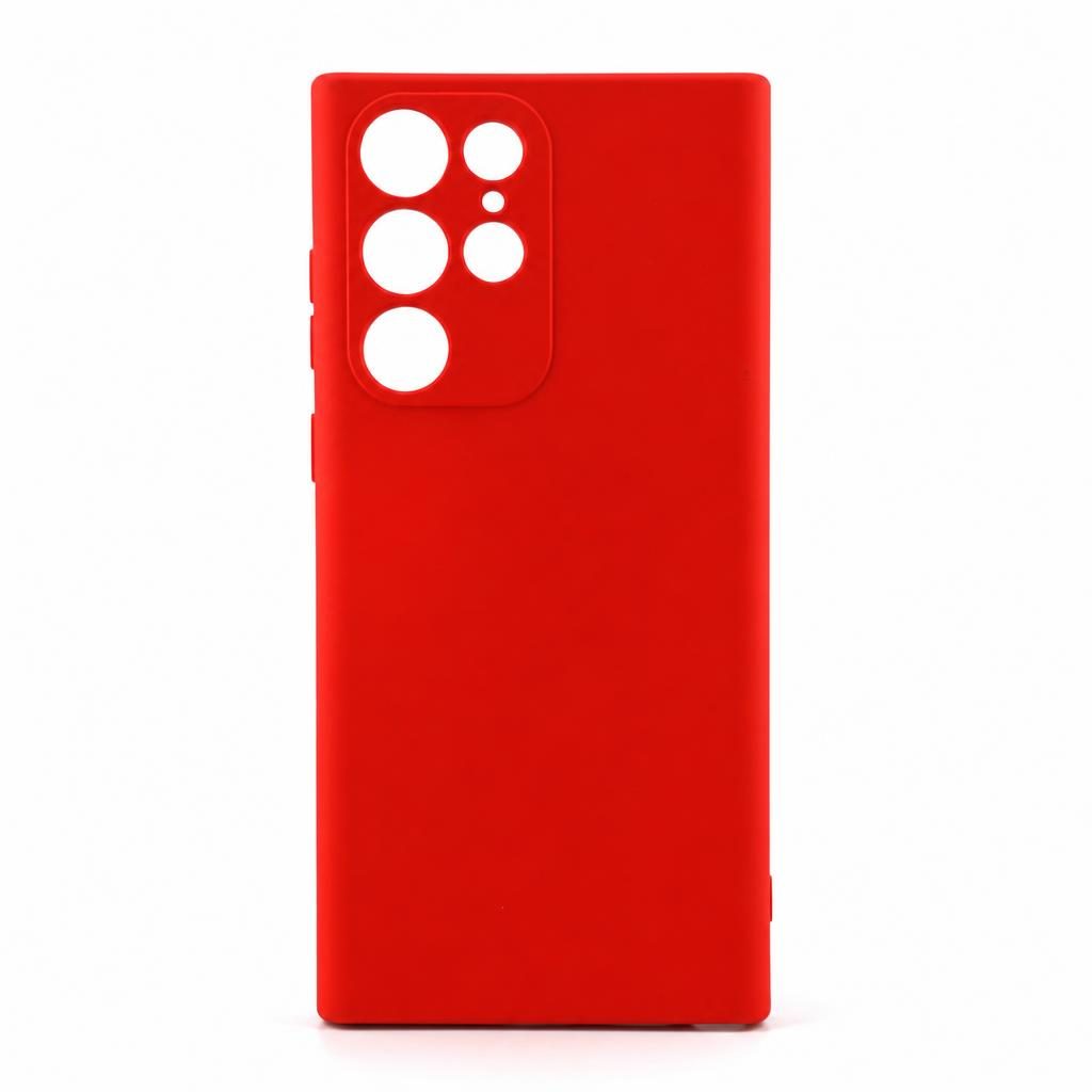 Husa pentru Samsung Galaxy S22 Ultra, Liquid Silicone, cu Microfibra pe interior, Protectie Antisoc, Rosu