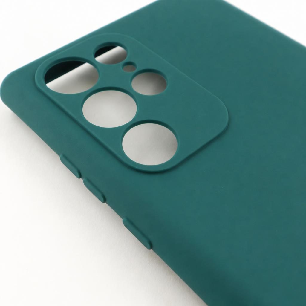 Husa pentru Samsung Galaxy S22 Ultra, Liquid Silicone, cu Microfibra pe interior, Protectie Antisoc, Verde inchis