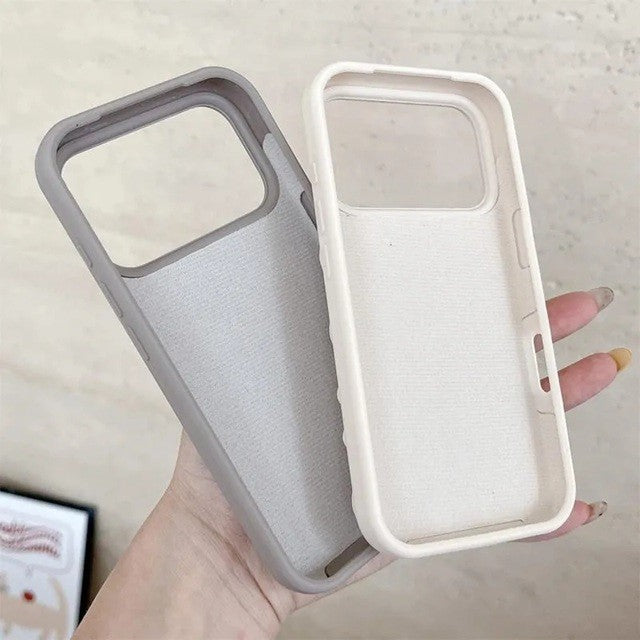 Husa cu Ventuze, Compatibila iPhone 17 Air, din Silicon, Interior Microfibra, Crem