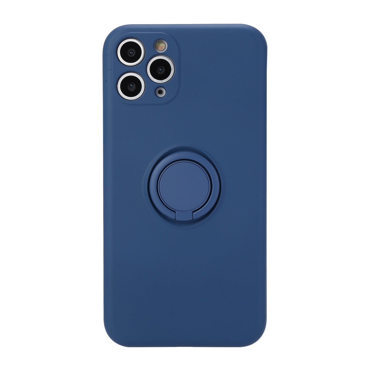 Husa protectie compatibila cu Apple iPhone 11 Liquid Silicone Ring cu suport rotativ Albastru