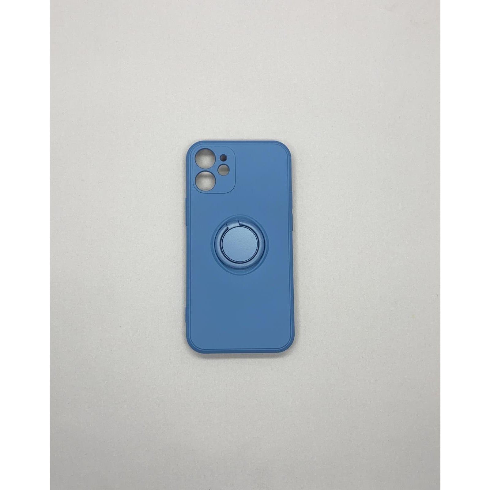 Husa protectie compatibila cu Apple iPhone 12 Liquid Silicone Ring cu suport rotativ Albastru