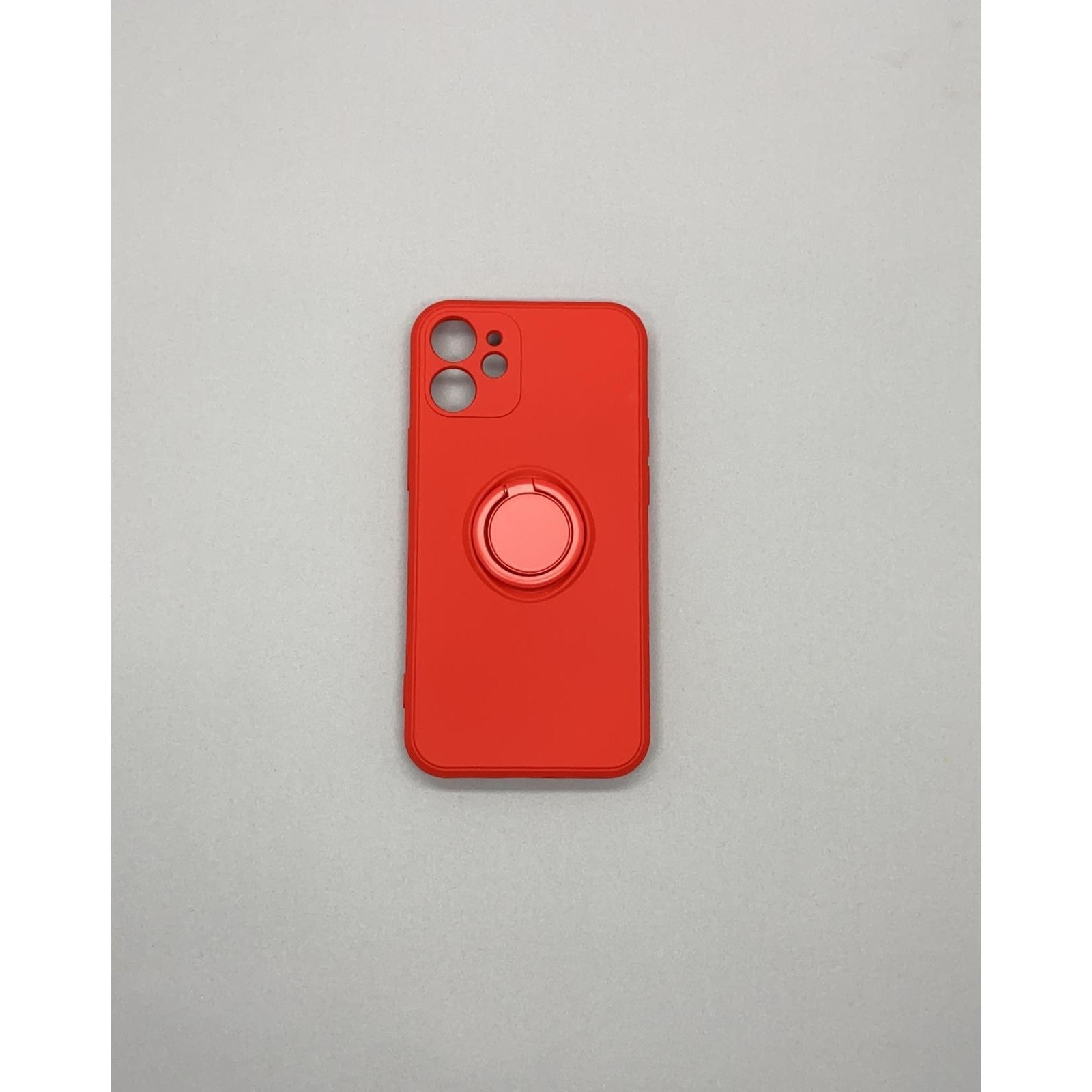 Husa protectie compatibila cu Apple iPhone 12 Liquid Silicone Ring cu suport rotativ Rosu