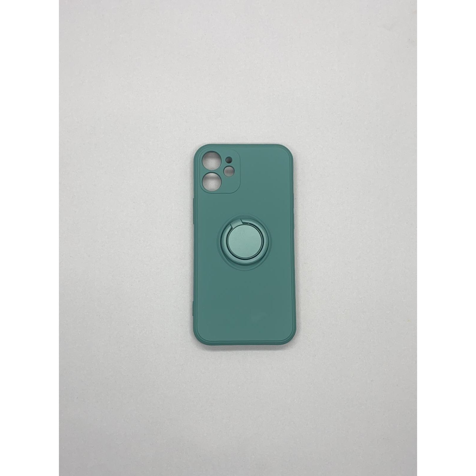 Husa protectie compatibila cu Apple iPhone 12 Liquid Silicone Ring cu suport rotativ Verde