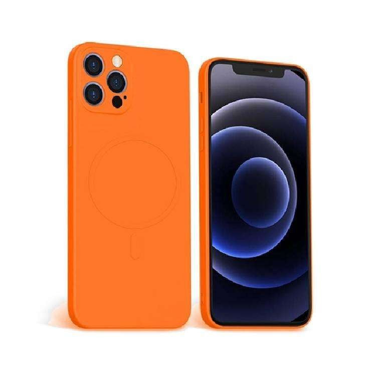 Husa protectie compatibila cu Apple iPhone 12 Mag Safe Silicone Portocaliu