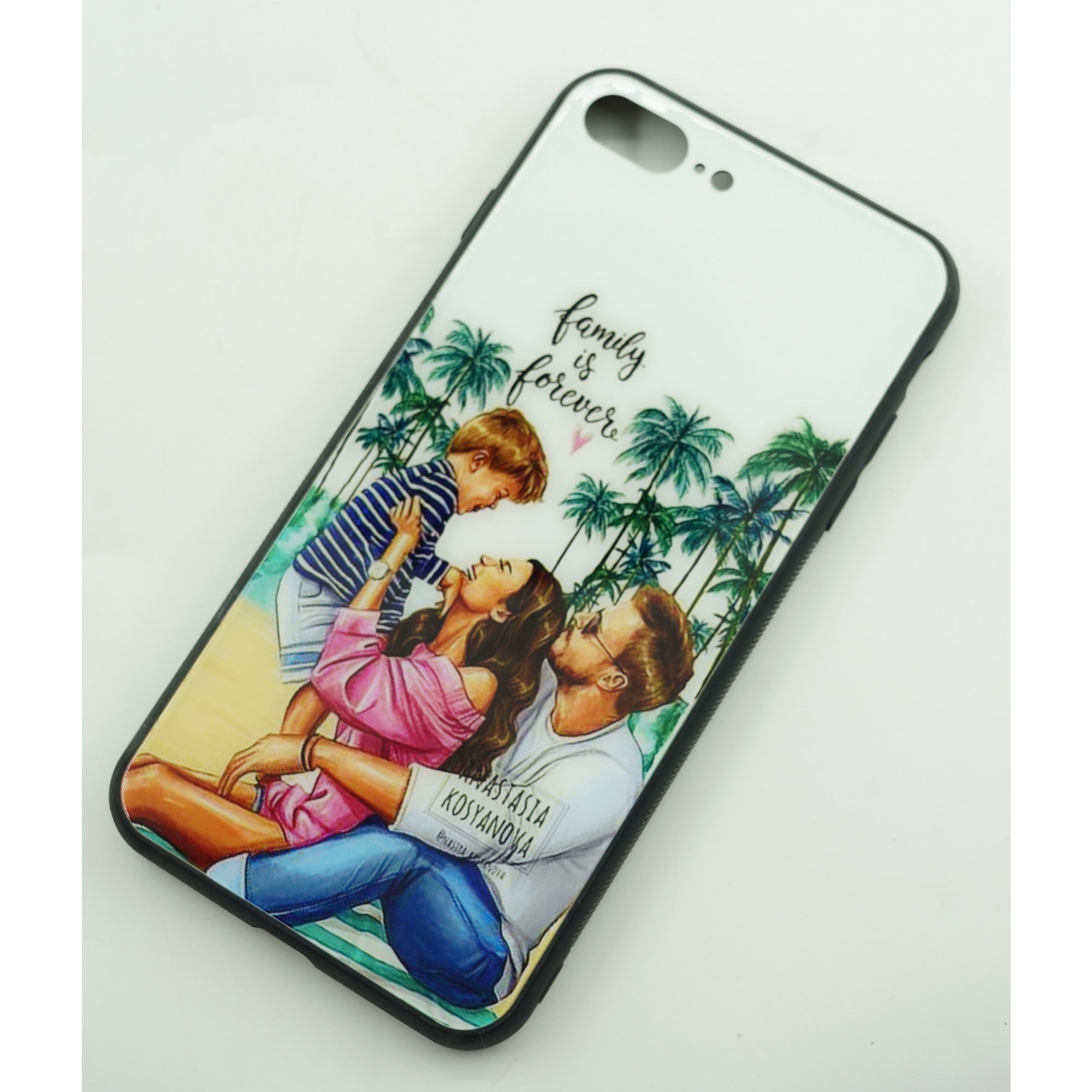 Husa protectie, compatibila cu Apple iPhone 12 Pro Glass print Family is Forever Multicolor