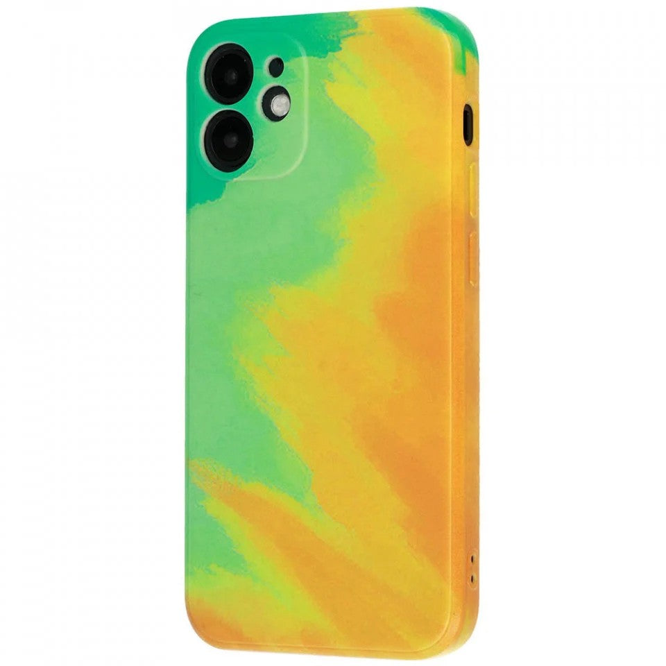 Husa protectie compatibila cu Apple iPhone 12 Pro Tpu Ombre, Verde/Portocaliu