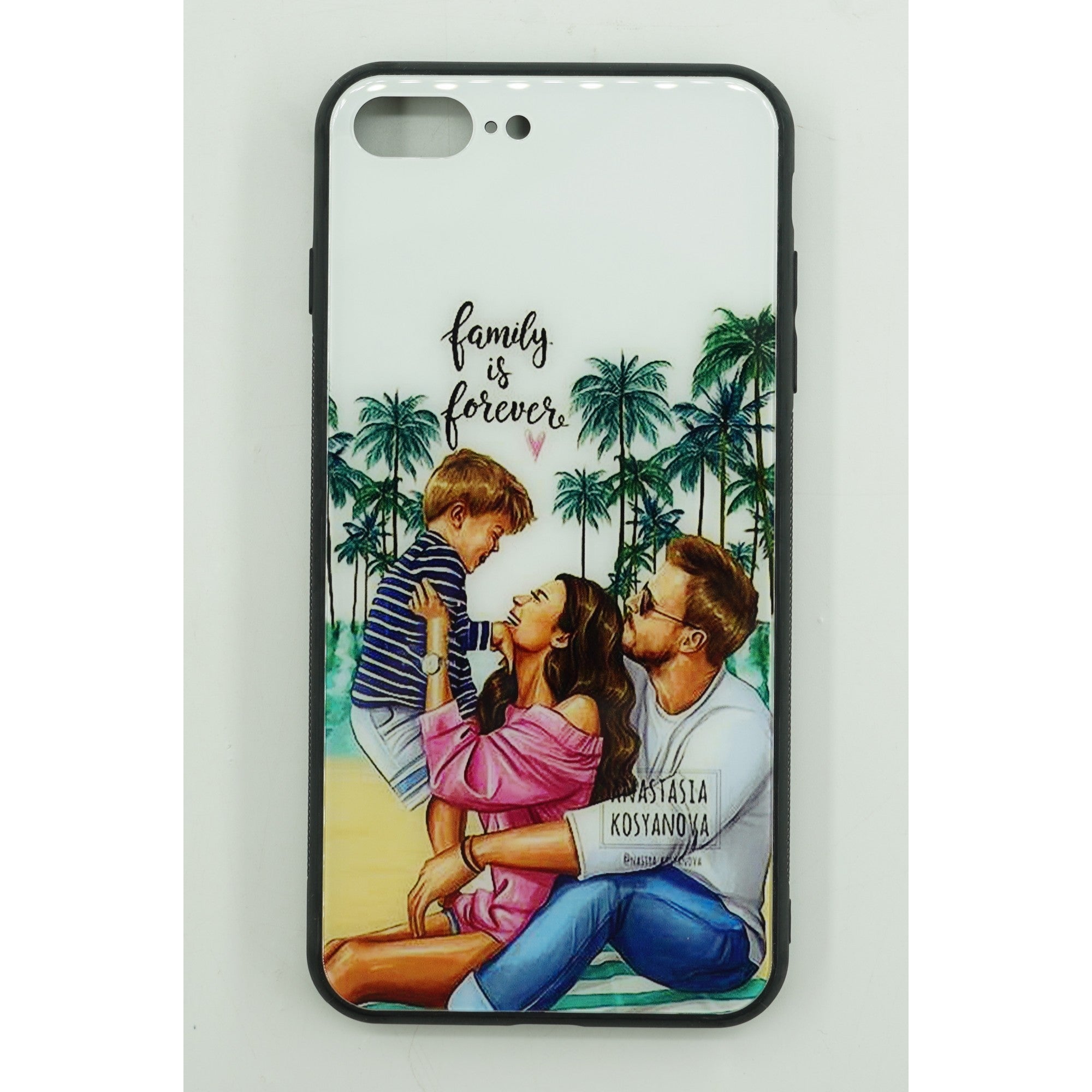 Husa protectie compatibila cu Apple iPhone 13 Pro Glass print Family is Forever Multicolor