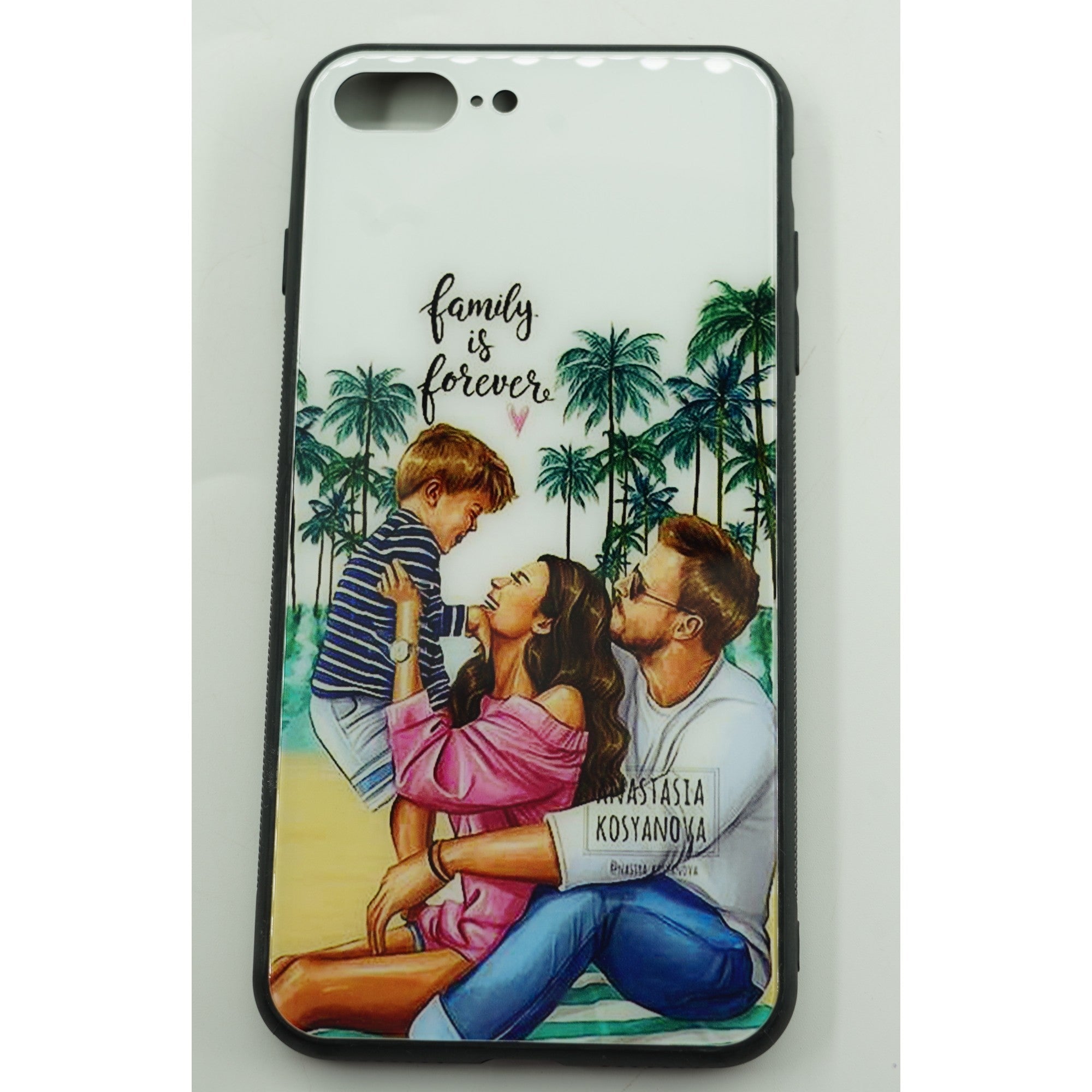 Husa protectie compatibila cu Apple iPhone 13 Pro Glass print Family is Forever Multicolor