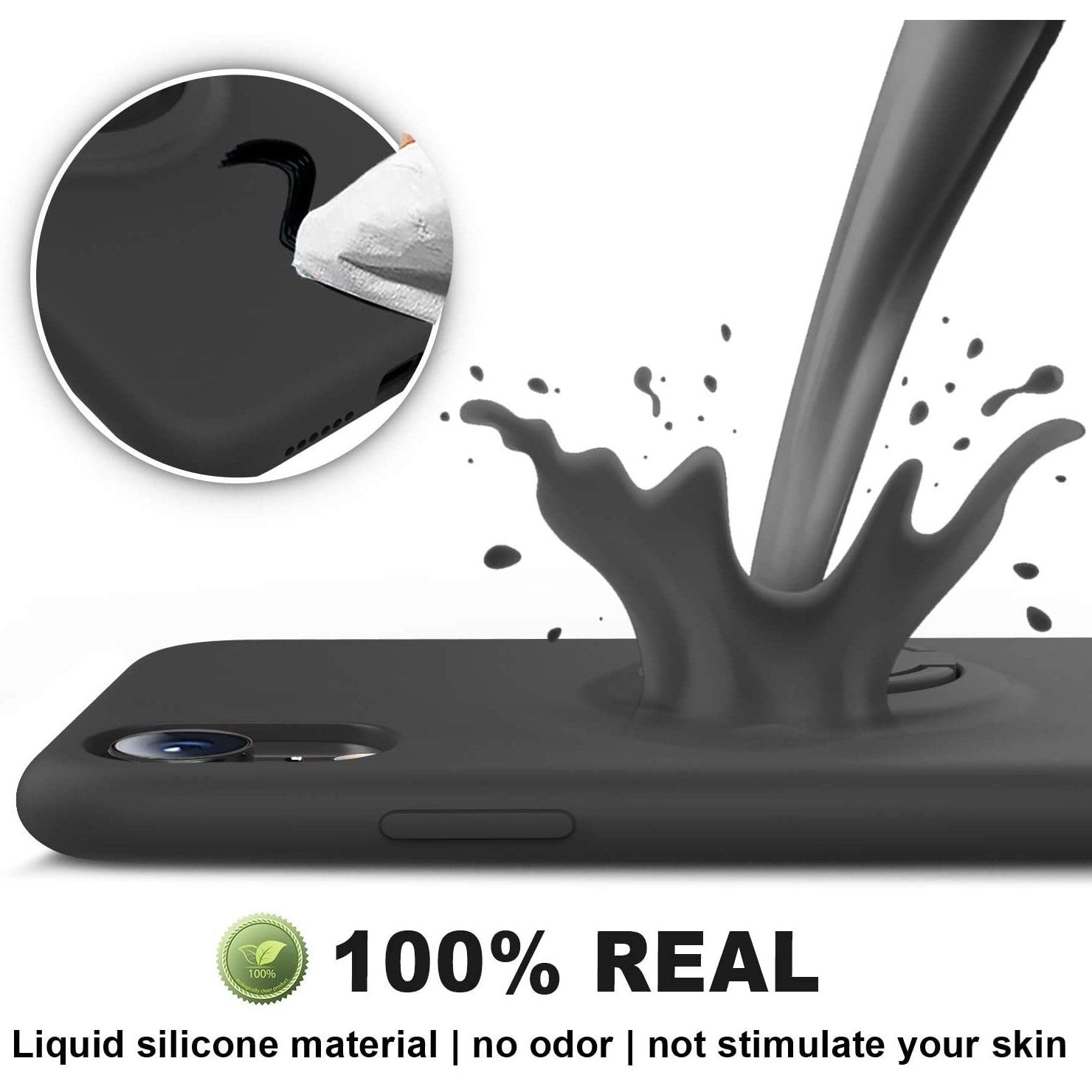 Husa protectie compatibila cu Apple iPhone XR Liquid Silicone Ring cu suport rotativ Negru