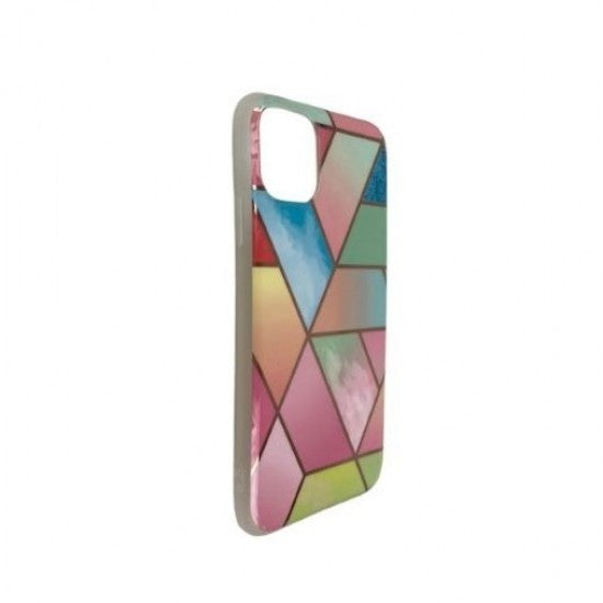 Husa protectie compatibila cu Huawei P40 Lite 5G / Nova 7 SE E Soft IMD TPU Marble Geometric Roz