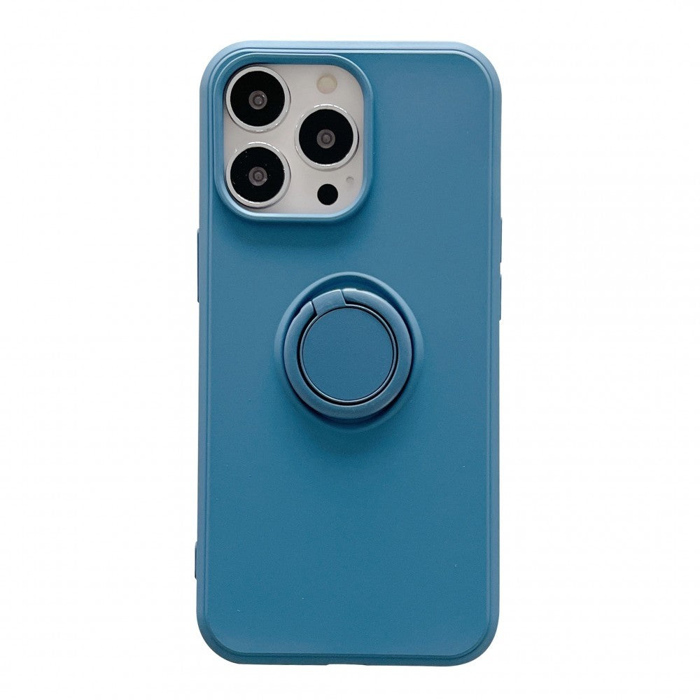 Husa protectie compatibila cu Samsung A32 4G Liquid Silicone Ring cu suport rotativ Albastru