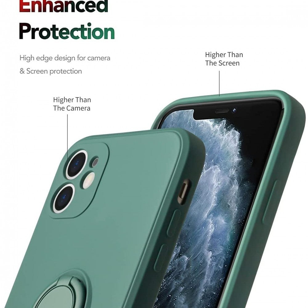 Husa protectie compatibila cu Samsung A32 4G Liquid Silicone Ring cu suport rotativ Verde