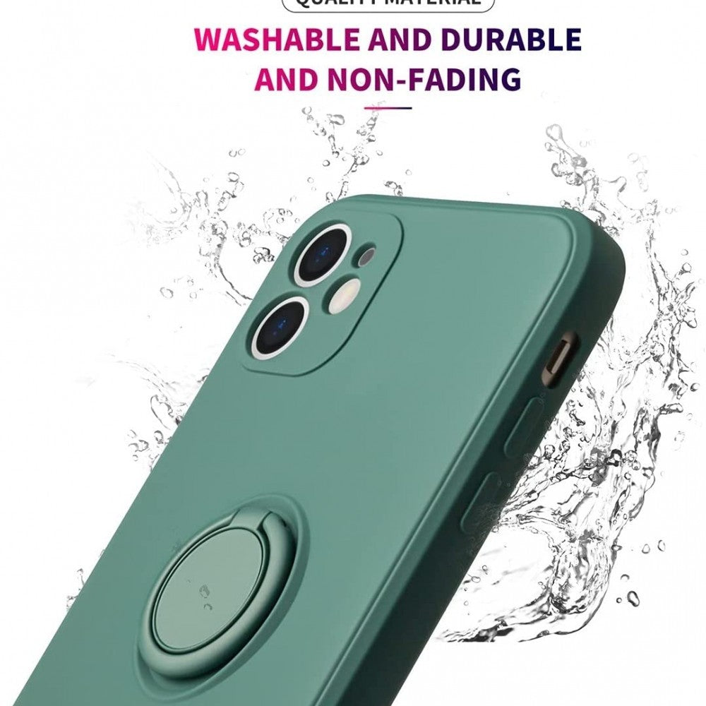 Husa protectie compatibila cu Samsung A32 4G Liquid Silicone Ring cu suport rotativ Verde