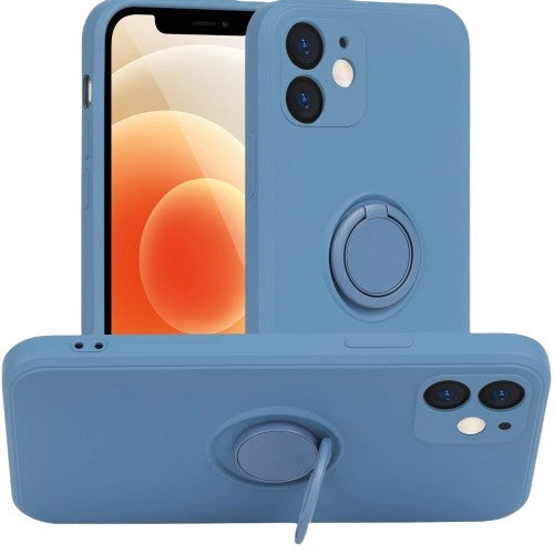 Husa protectie compatibila cu Samsung A32 5G Liquid Silicone Ring cu suport rotativ Albastru deschis