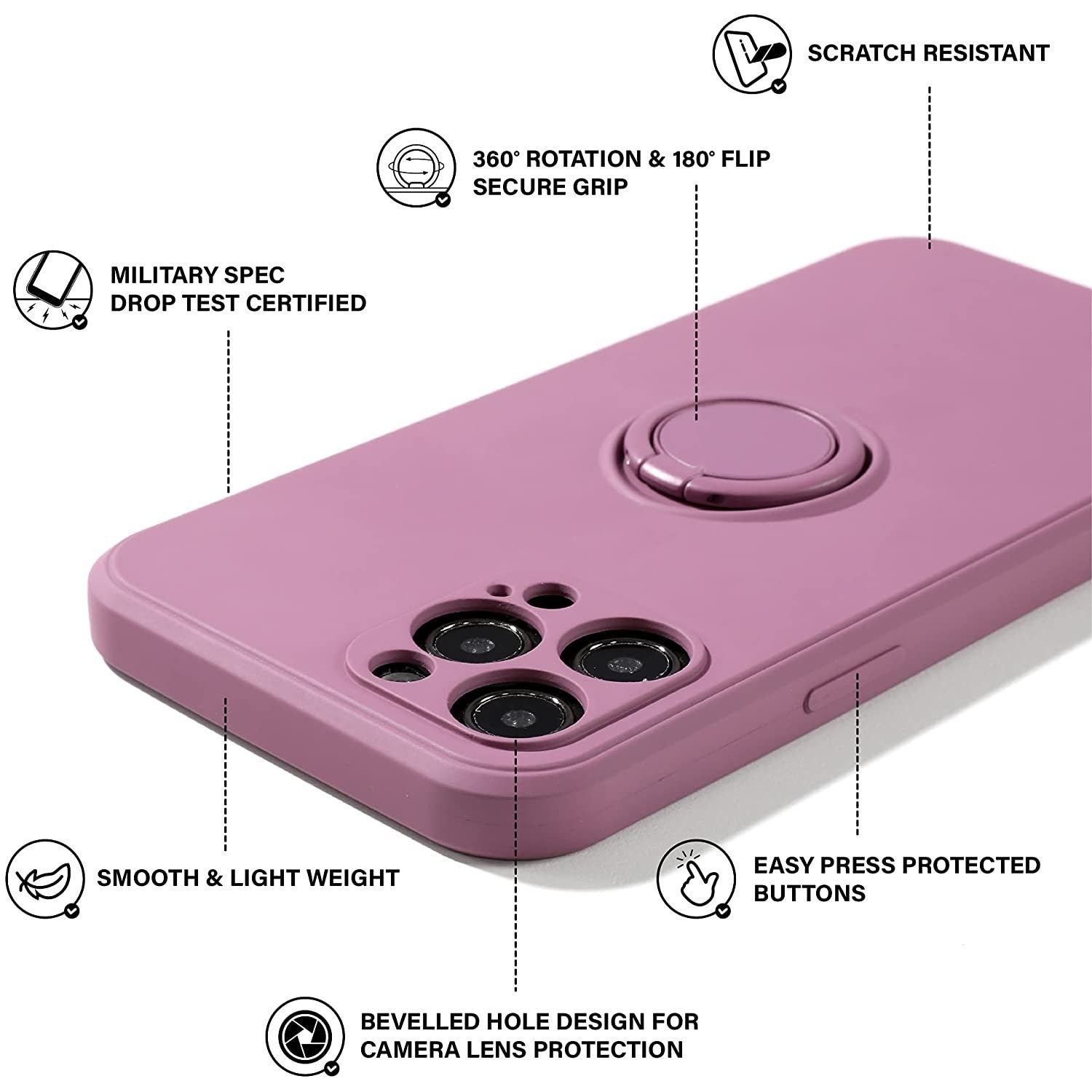 Husa protectie compatibila cu Samsung A32 5G Liquid Silicone Ring cu suport rotativ Mov