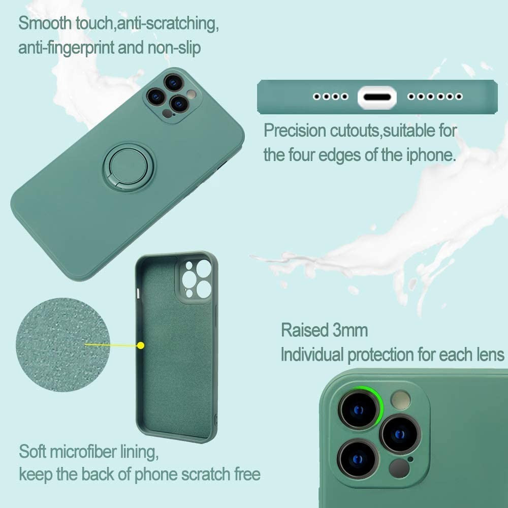 Husa protectie compatibila cu Samsung A32 5G Liquid Silicone Ring cu suport rotativ Verde