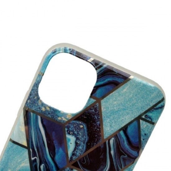 Husa protectie Flippy compatibila cu Samsung Galaxy S21 5G Soft IMD TPU Marble Geometric Albastru