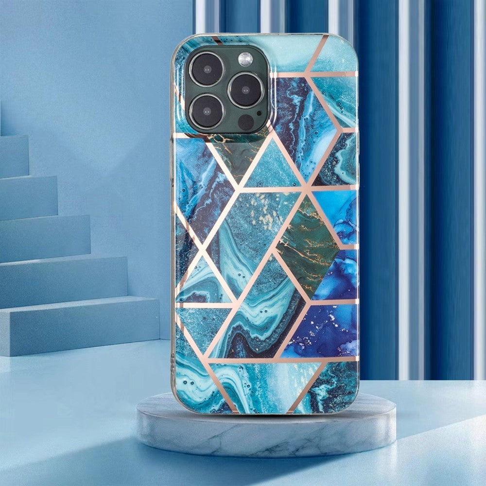 Husa protectie Flippy compatibila cu Samsung Galaxy S21 5G Soft IMD TPU Marble Geometric Albastru