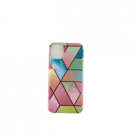 Husa protectie Flippy compatibila cu Samsung Galaxy S21 5G Soft IMD TPU Marble Geometric Roz