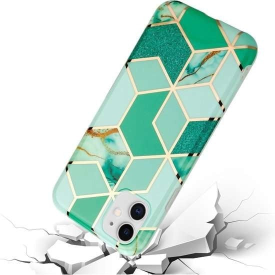 Husa protectie compatibila cu Samsung Galaxy S21 5G Soft IMD TPU Marble Geometric Verde