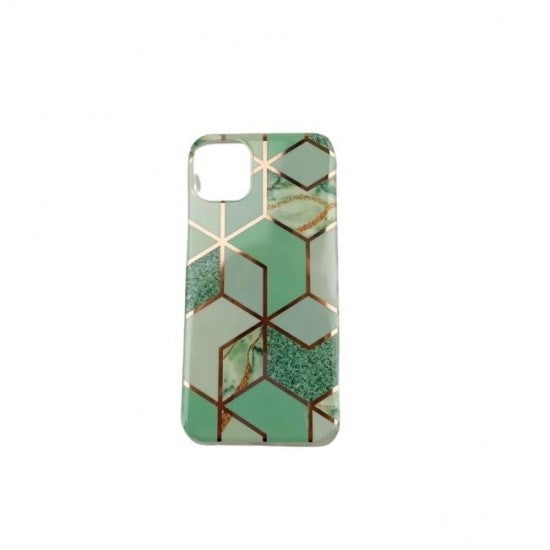 Husa protectie compatibila cu Samsung Galaxy S21 5G Soft IMD TPU Marble Geometric Verde
