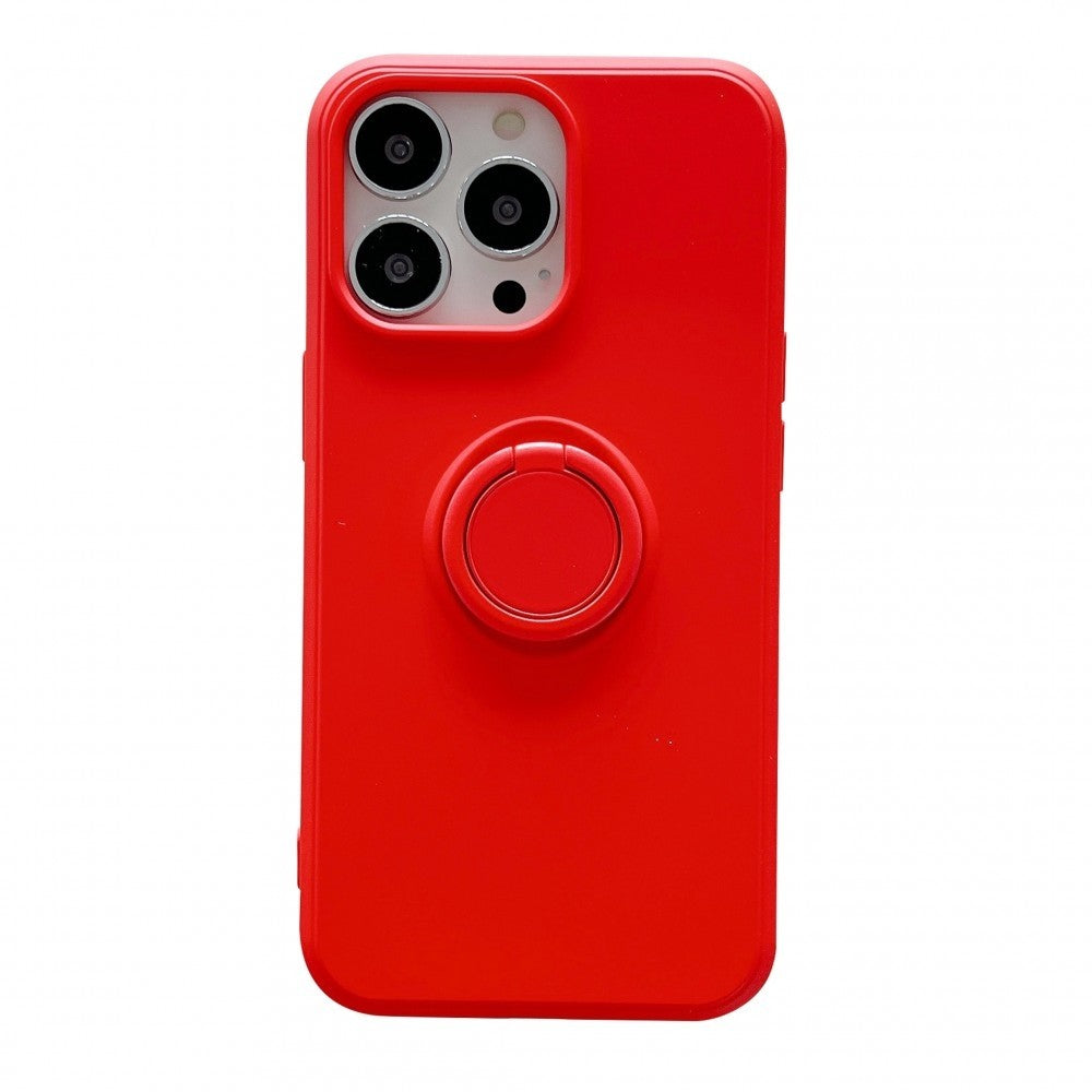 Husa protectie compatibila Samsung A51 4G Liquid Silicone Ring cu suport rotativ Rosu