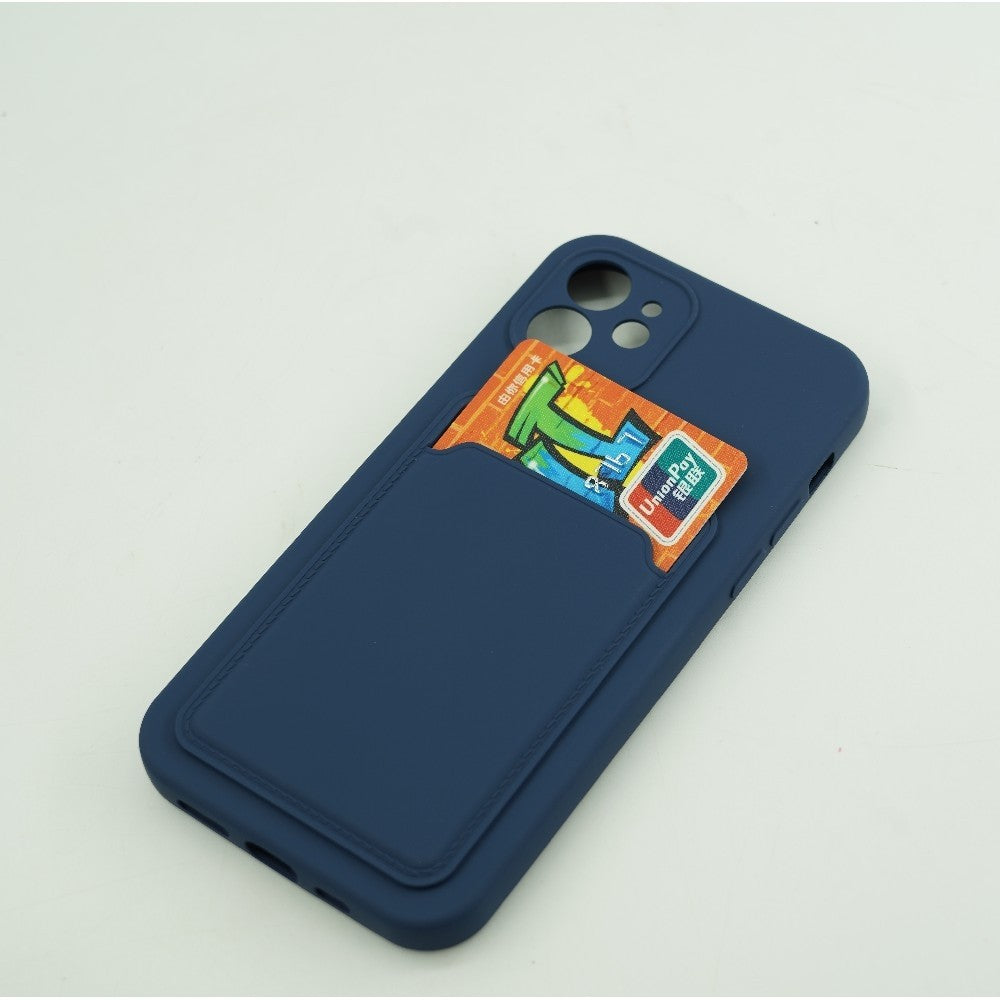 Husa protectie Flippy cu suport card compatibila cu Apple iPhone 12 Albastru