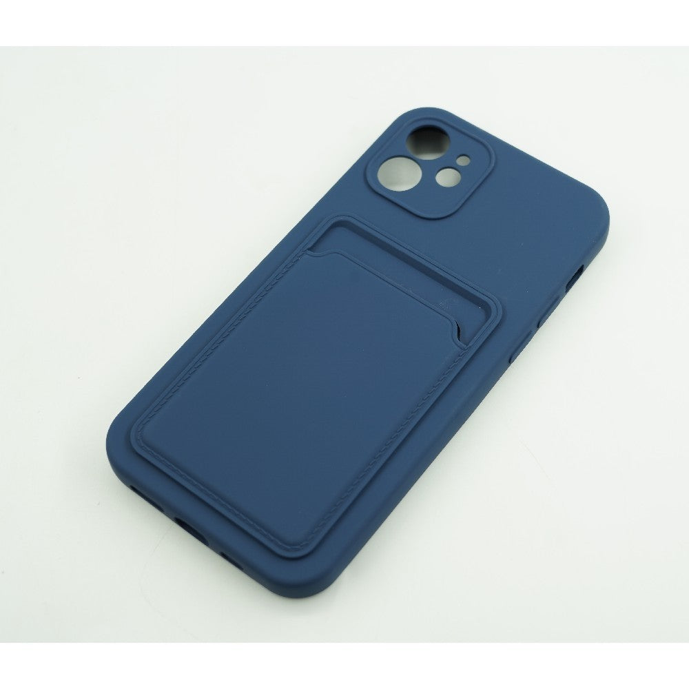Husa protectie cu suport card compatibila cu Apple iPhone 12 Pro Albastru inchis