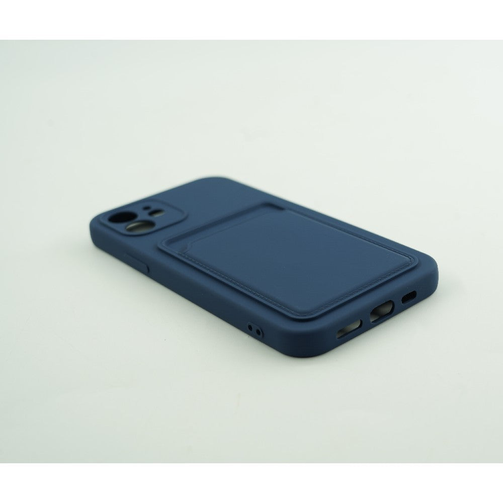 Husa protectie cu suport card compatibila cu Apple iPhone 12 Pro Albastru inchis
