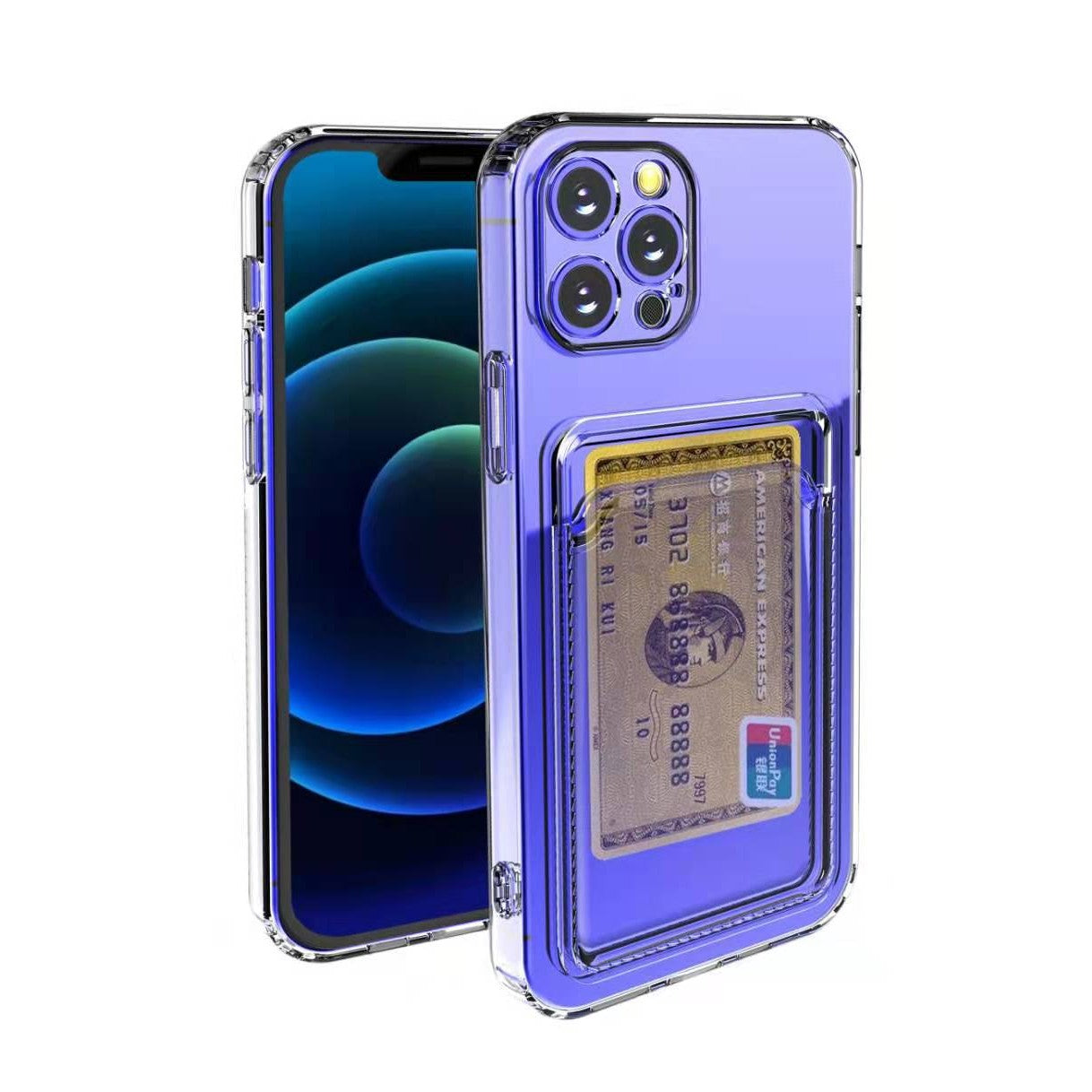 Husa protectie cu suport card compatibila cu Apple iPhone 12 Pro Max Transparent