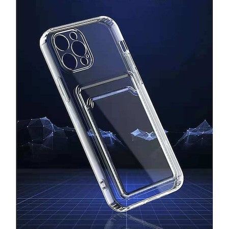 Husa protectie cu suport card compatibila cu Apple iPhone 12 Transparent
