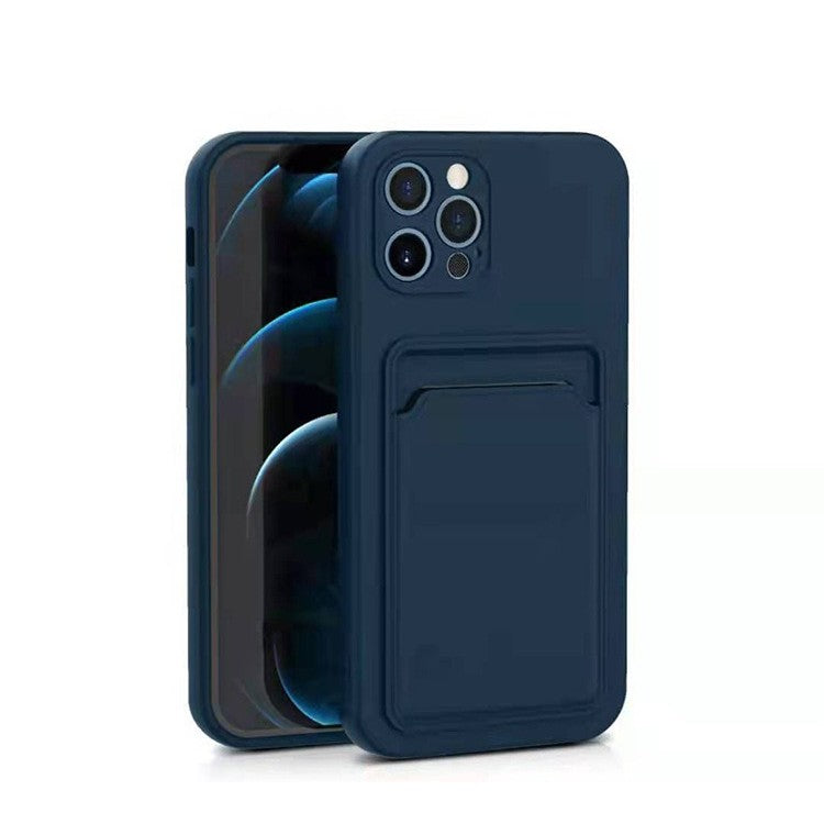 Husa protectie cu suport card compatibila cu Apple iPhone 13 Pro Albastru Inchis