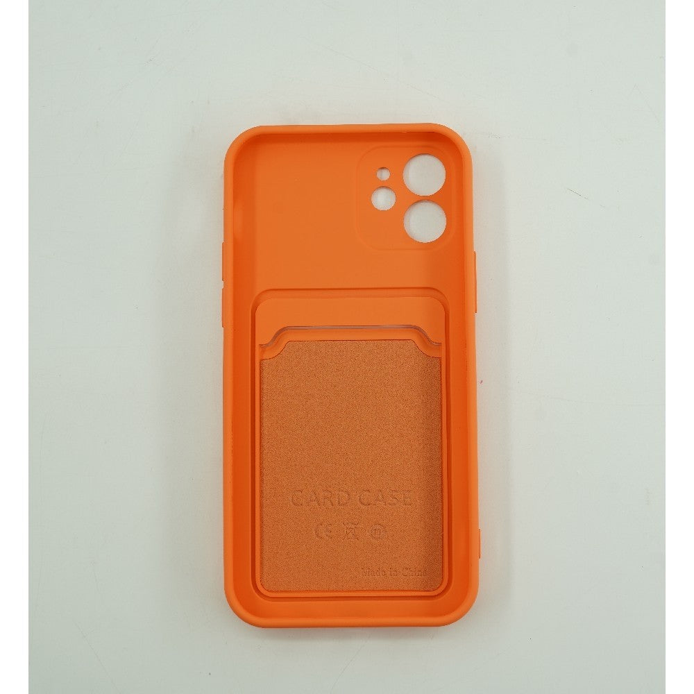 Husa protectie cu suport card compatibila cu Samsung Galaxy A02S Portocaliu