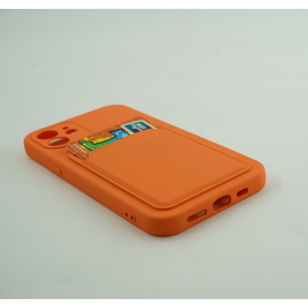 Husa protectie cu suport card compatibila cu Samsung Galaxy A02S Portocaliu