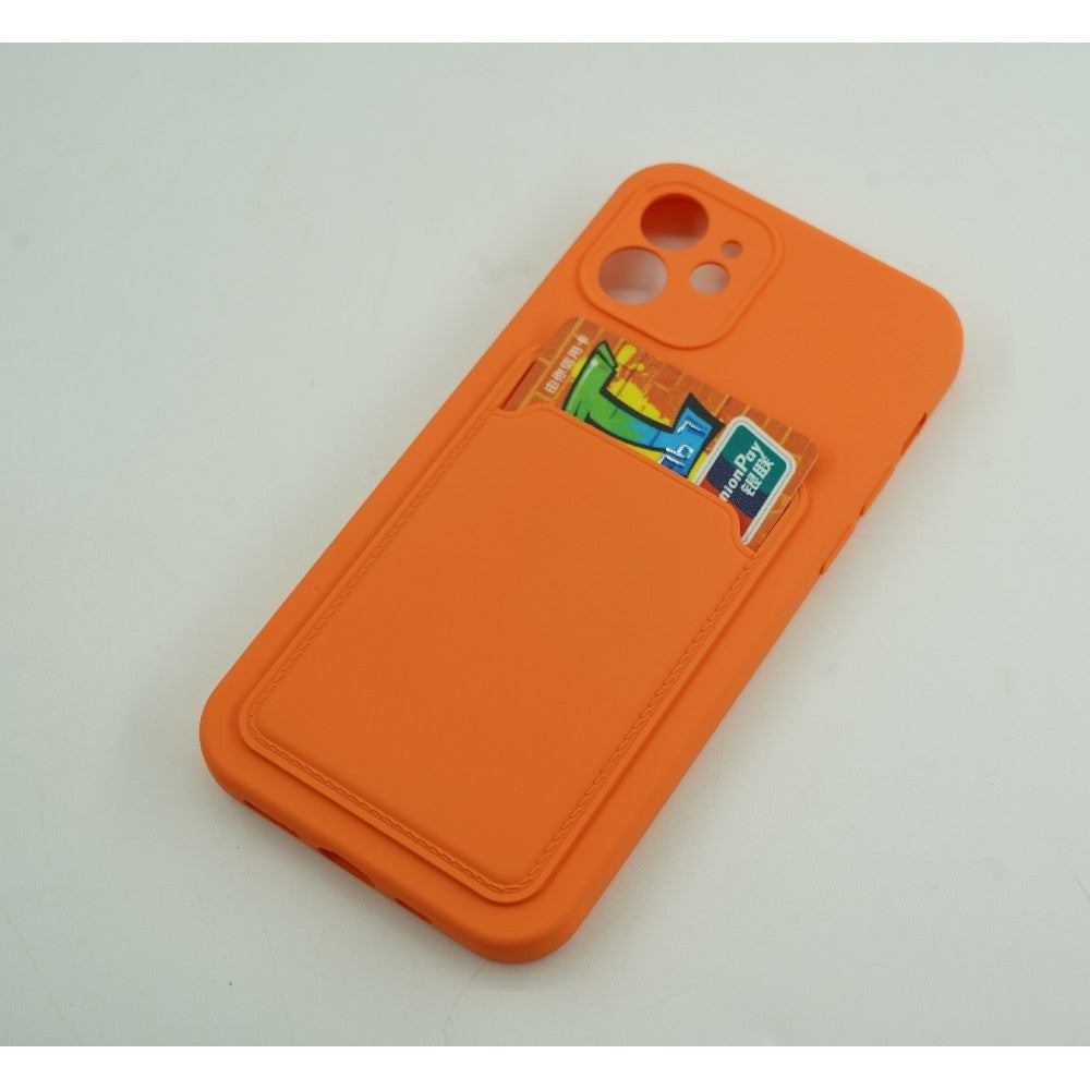 Husa protectie cu suport card compatibila cu Samsung Galaxy A21S Portocaliu