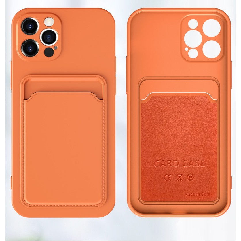 Husa protectie cu suport card compatibila cu Samsung Galaxy A21S Portocaliu