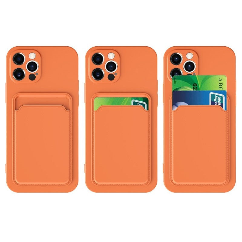 Husa protectie cu suport card compatibila cu Samsung Galaxy A21S Portocaliu