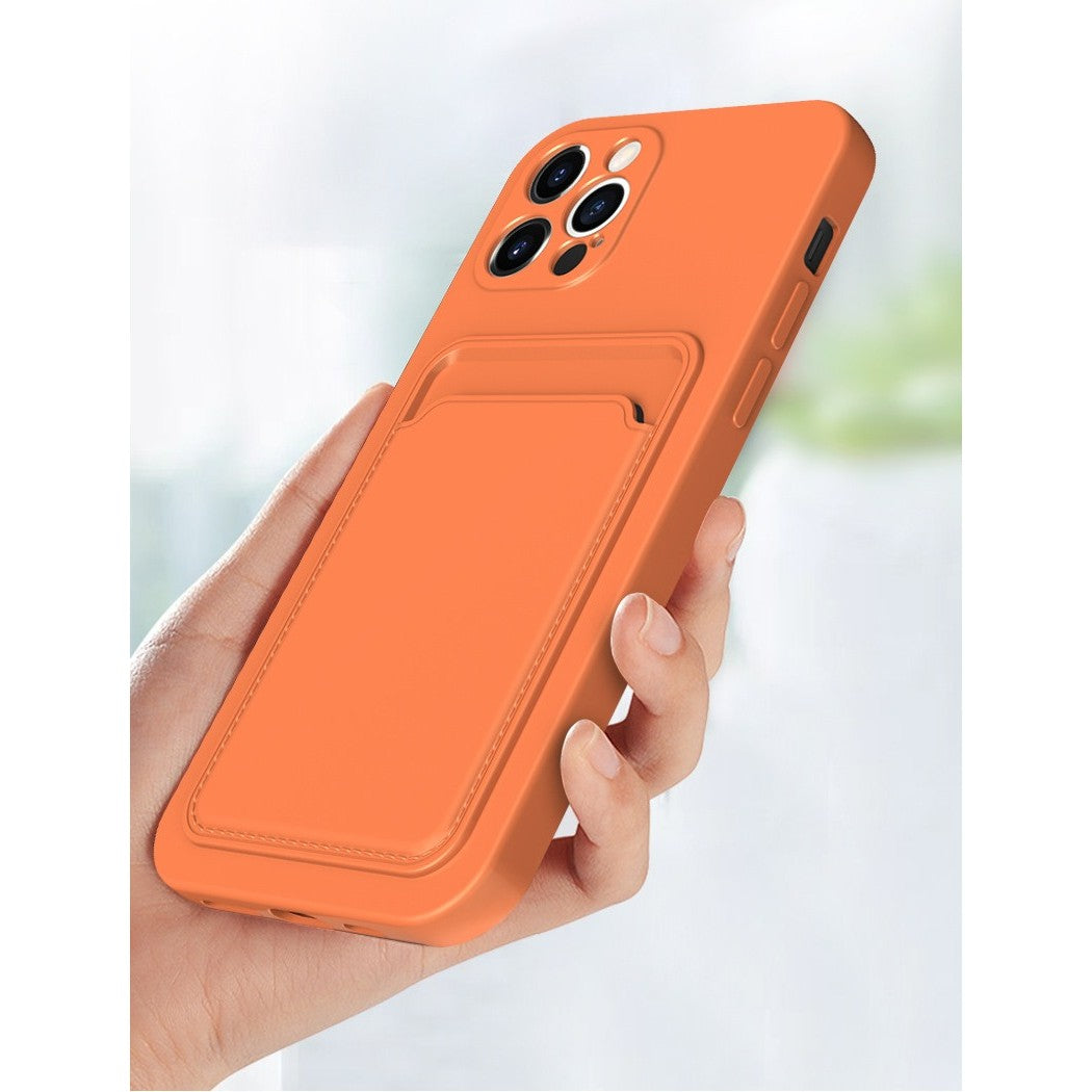 Husa protectie cu suport card compatibila cu Samsung Galaxy A21S Portocaliu
